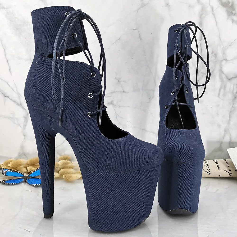 Leecabe 20CM/8inches Pole dancing shoes High Heel platform Boots closed toe Pole Dance boots