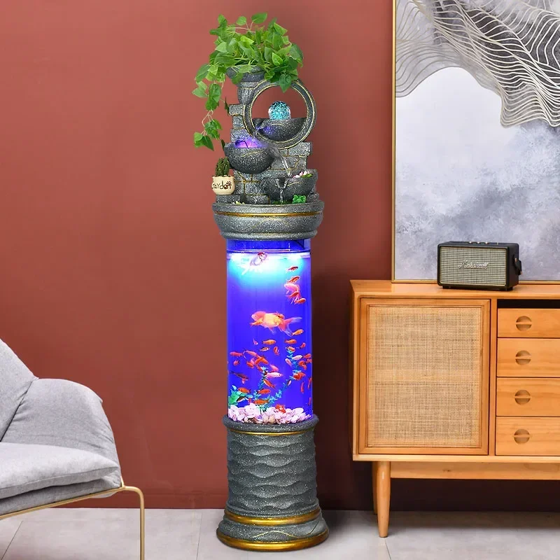 Фотоэлемент цилиндрической аквариума для гостиной