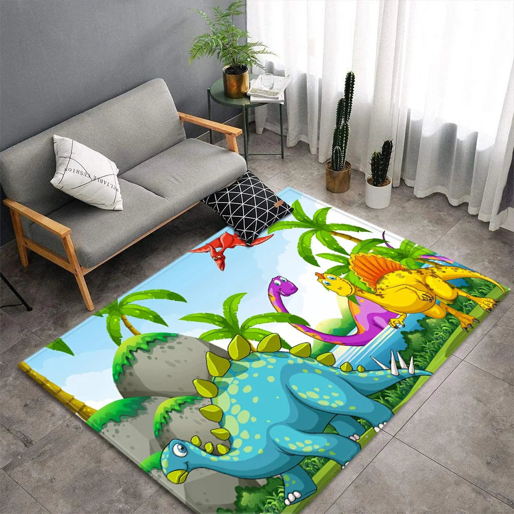 

Cartoon Dinosaur Living Room Area Rug 3D Carpets Animal Tiger Parlor Mats Anti-slip Kids Bedroom Carpet Flannel Home Decor Rug