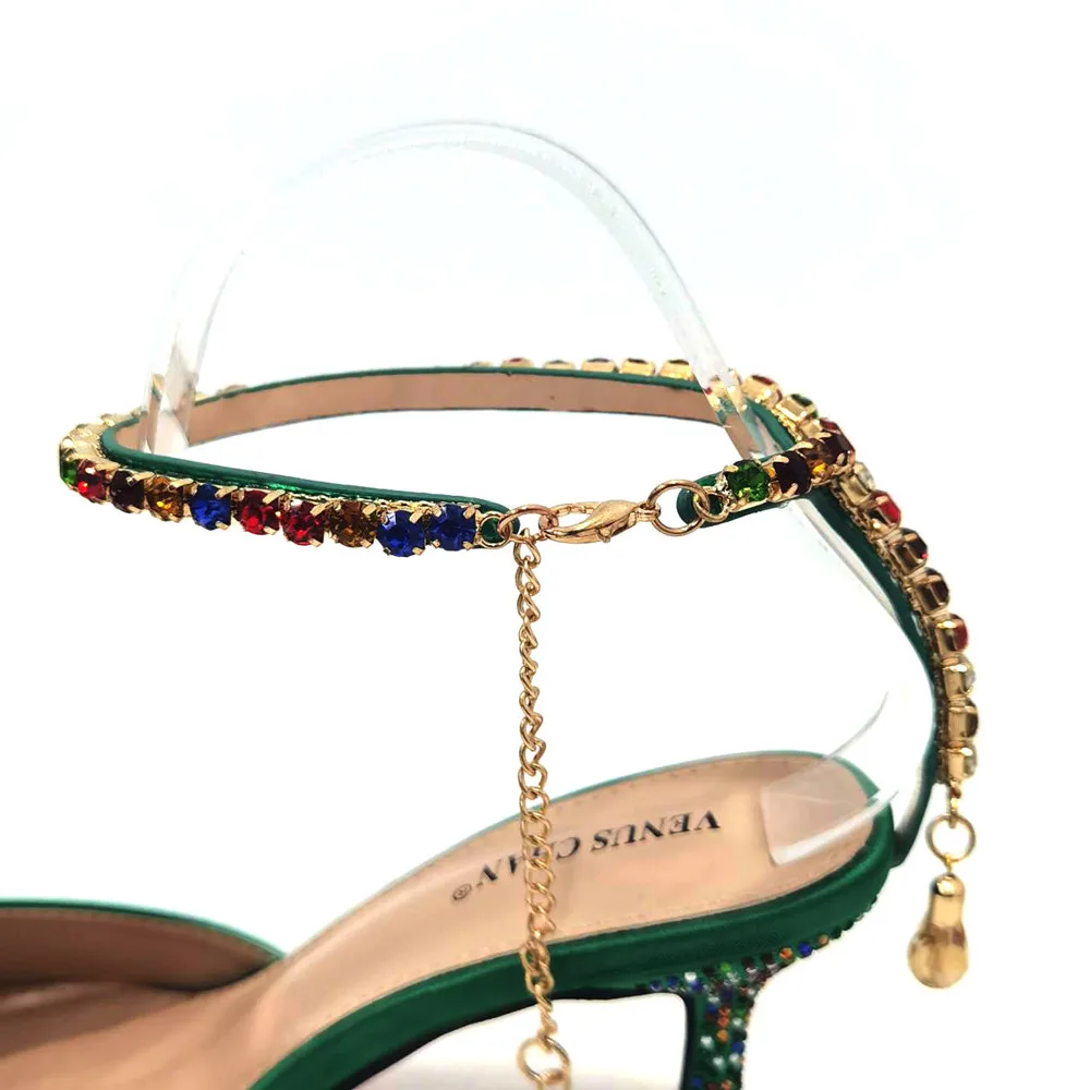 Excellent New Fashion Simple Green Color Flash Matte Surface Ladies Sandals Shoes Bag Set With Waterproof Platform