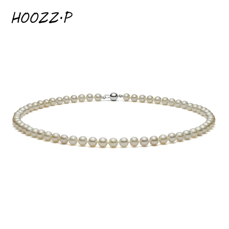 HOOZZ.P Natural Freshwater Pearl Necklace Fine Jewelry For Women Silver 925 Jewelry 2022 Elegant Gift  White 6-7mm AA Quality