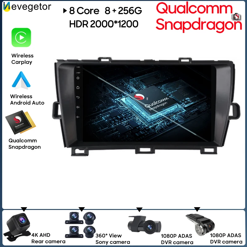 

For Toyota Prius 3 XW30 2009 - 2015 No 2din DVD Intelligent System 8 core Android 13 Carplay GPS Navigation Wifi Bluetooth