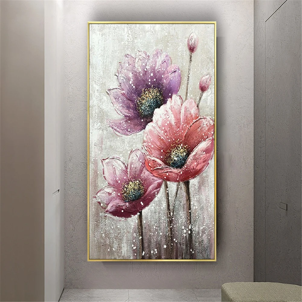 

Best Art Christmas Gifts Hot Sale Home Decor Wall Art Pictures Pink Flower Wall Canvas Art Oil Paintings Decor Living Room Home