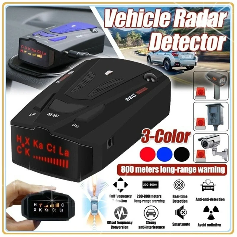 Detector de Radar láser para coche, dispositivo con cámara antipolicía y GPS, alerta de voz, 2 idiomas, inglés y ruso, V7 Cobra 16 Band 360
