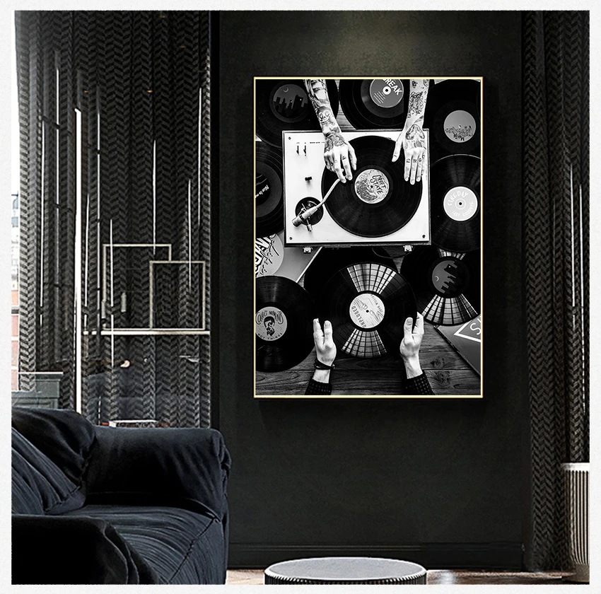 Poster And Print Vintage Photo Black White Wall Picture Living Room Decor Vinyl Records Lovers Wall Art Canvas Painting Nordic