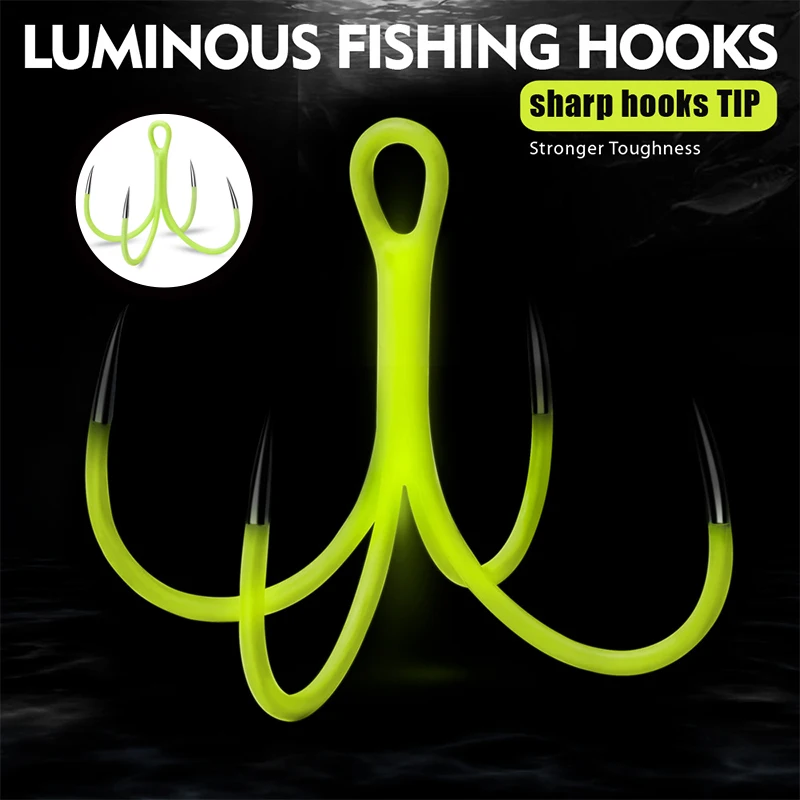

10Pcs Luminous Quadruple Fishing Hooks 16# 18# Glow Night Fishhooks Artificial Bait Fishing Lure Hooks Reinforced Anchor Hook