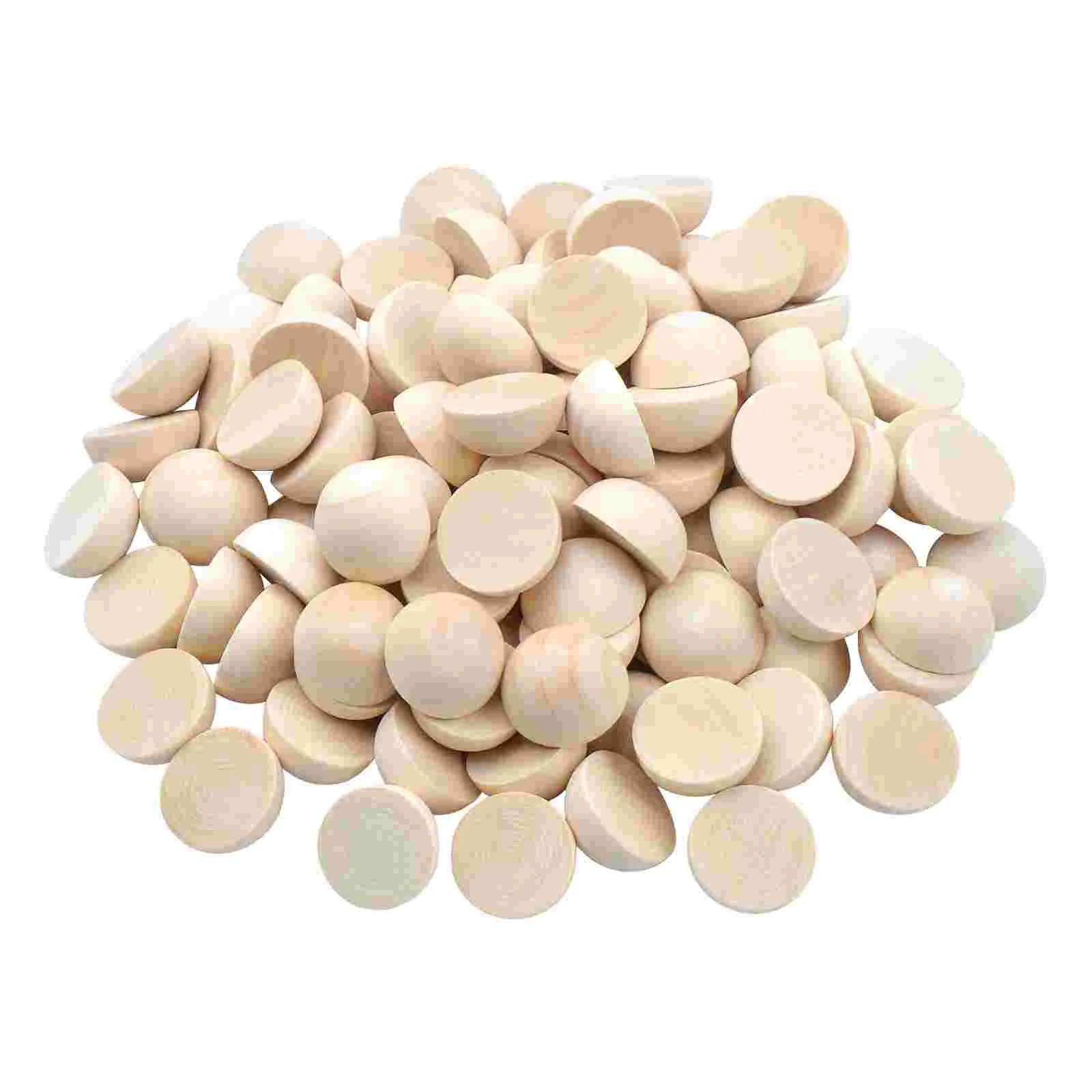 

100pcs Half Wooden Balls Craft Supplies Half Craft Balls Mini Hemisphere for Toddlers Students