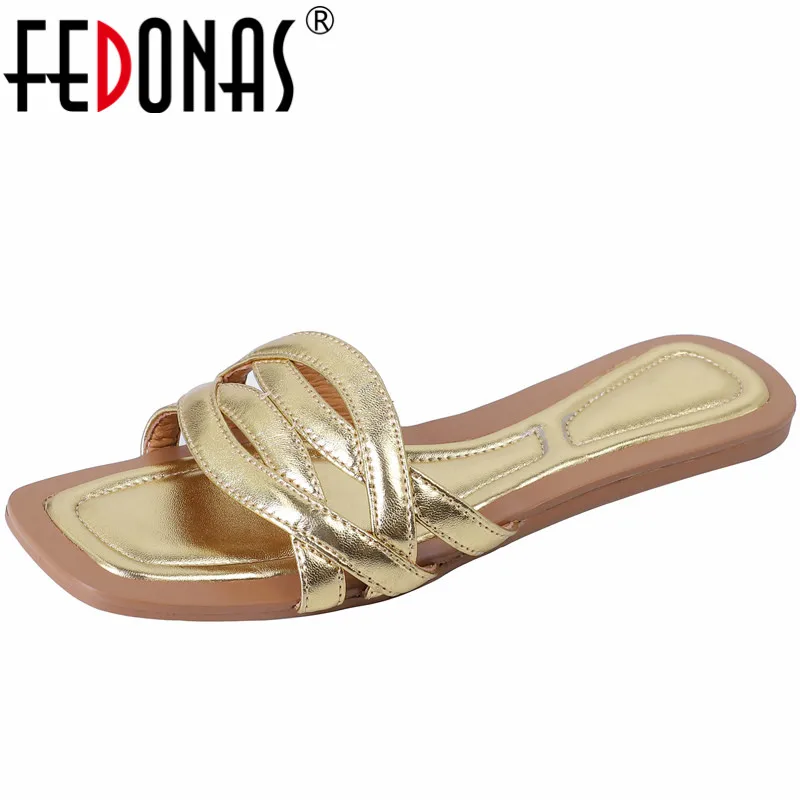 

FEDONAS/женские босоножки на плоской подошве; Удобная обувь из натуральной кожи; Коллекция 2023 года; Сезон лето; Повседневные женские вечерние тапочки; Женская обувь в сдержанном стиле; Новое поступление