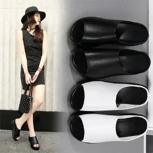 

2022 Summer Slippers Wear Slope Heel Cover Foot Anti-Skid Waterproof Platform Muffin Thick Bottom Fashion Middle Heel Sandals