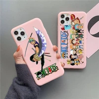 one piece luffy roronoa zoro phone case for iphone 13 12 11 pro max mini xs 8 7 6 6s plus x xr matte candy pink silicone cover