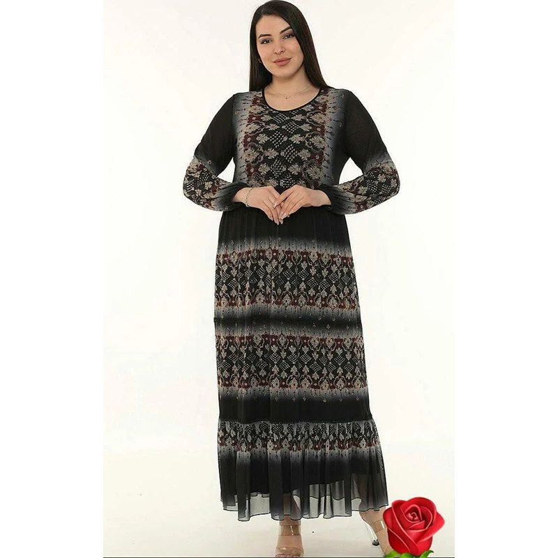 платье женское мусульманские платья винтажное платье Атмосферное тонкое платье, великолепное двойное платье с принтом, черное мягкое длин...