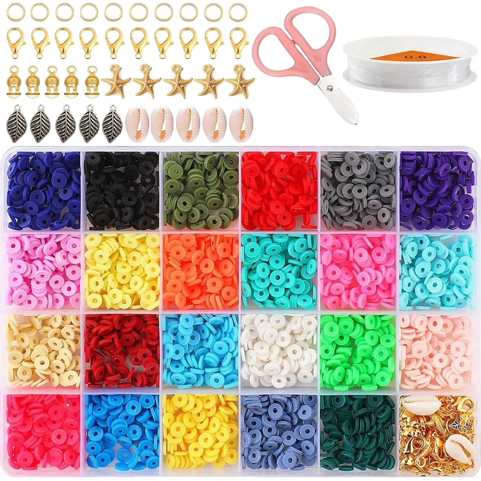 

6mm Round Polymer Clay Beads Disc Loose DIY Bracelets Jewelry Making Finding