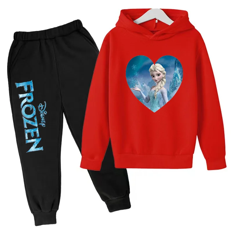Детский милый костюм принцессы Эльзы из аниме фильма свитшот с принтом + брюки