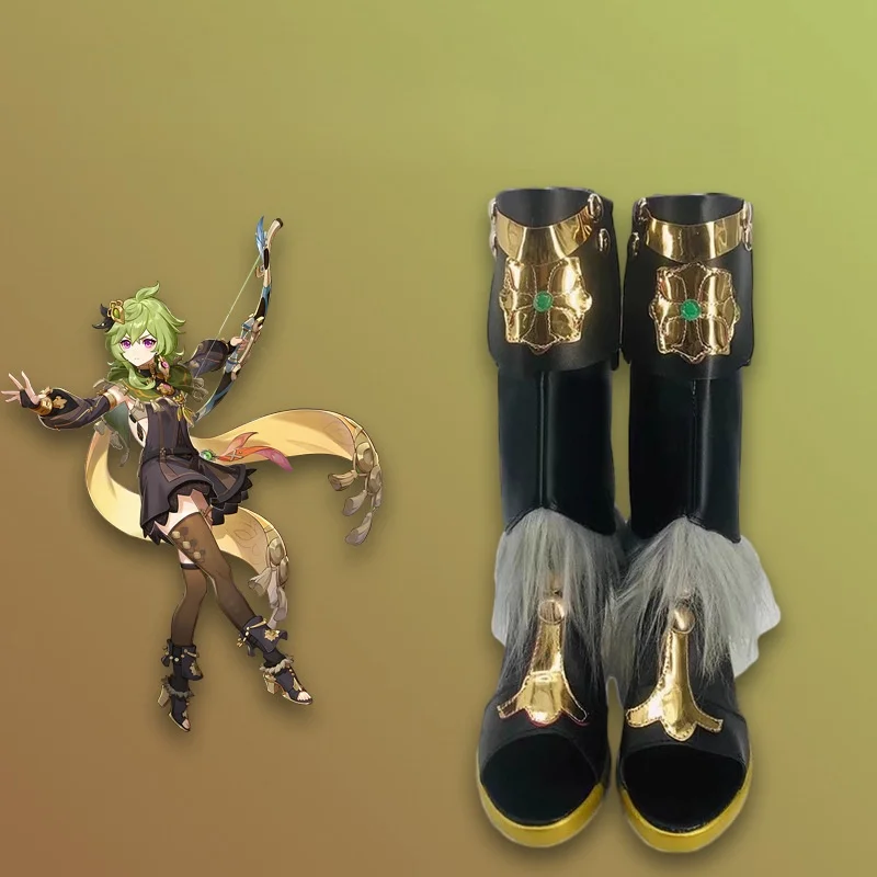Обувь Collei для косплея GenshinImpact ботинки до середины икры женские из искусственной