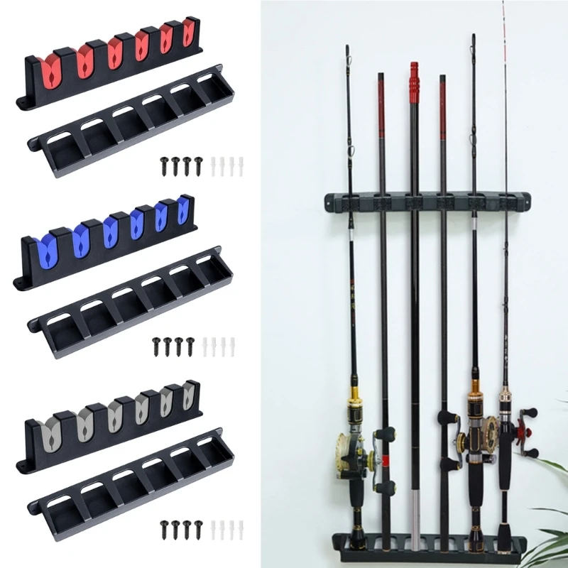 

Wall Mounted Fishing Rod Holder Fishing Pole Vertical Support Rack Wall Ceiling Storage Rack Holds 6 Fishing Rods