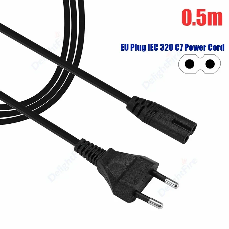 Шнур питания переменного тока с вилкой европейского стандарта 2-контактный 0 5 м