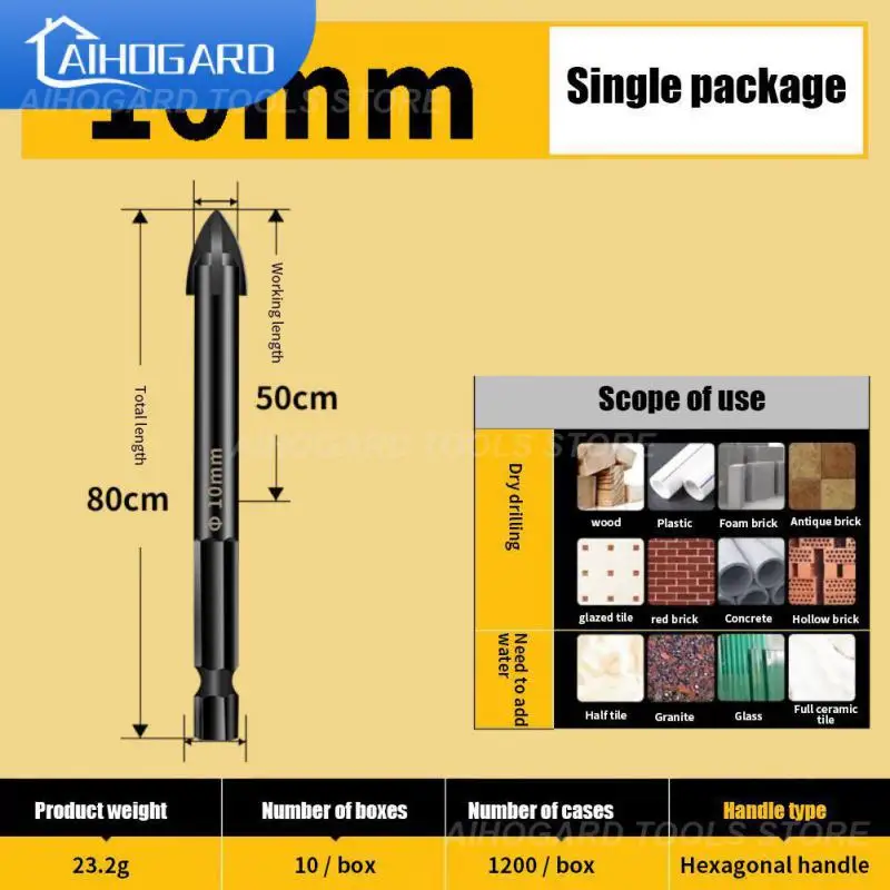 Cross Hex Tile Bits Hole Saw Tile Drills Glass Ceramic Concrete Hole Opener Alloy 3/4/5/6/7/8/10/12 Mm Triangle Drill Hand Tools