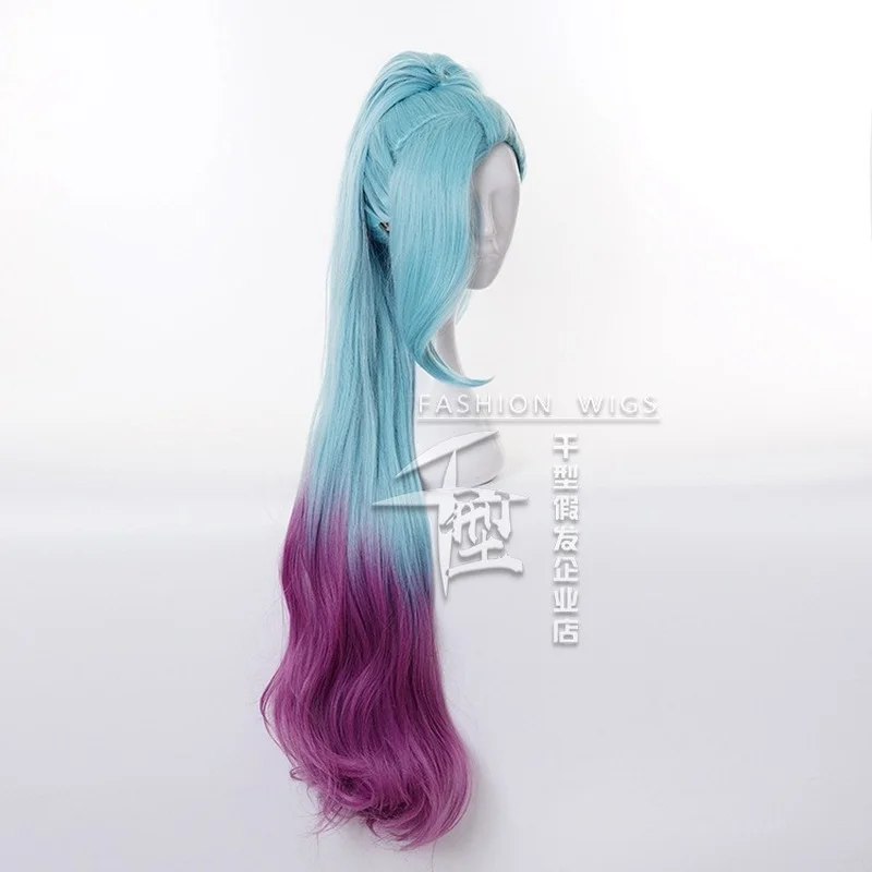 

LOL KDA Seraphine Cosplay Wig Cosplay Loose Wave Green Gradient Cheongsam Style Wigs Heat Resistant Synthetic Hair Game Cos