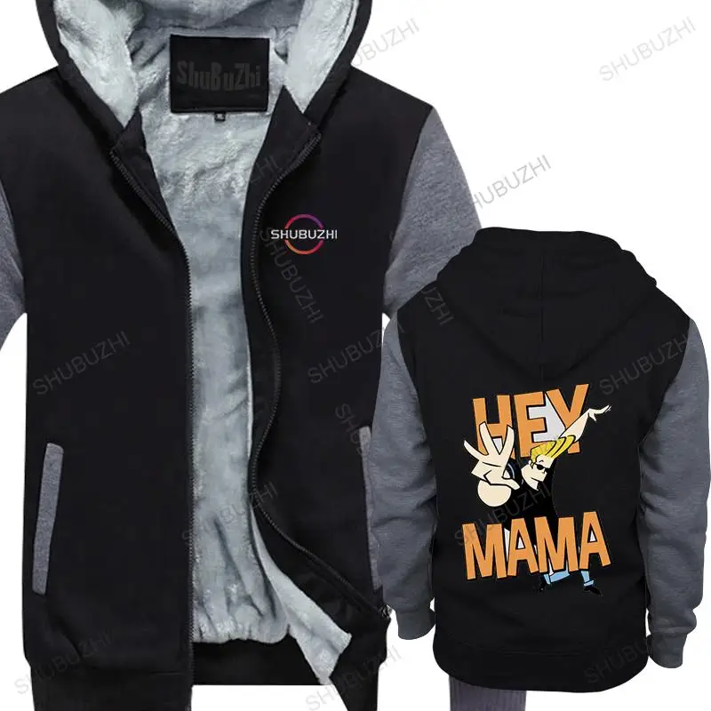 

brand winter hoodie thick coat Johnny Bravo Hey Mama Cartoon Network Licensed Adul funny cool fleece hoody Female warm Zip-up