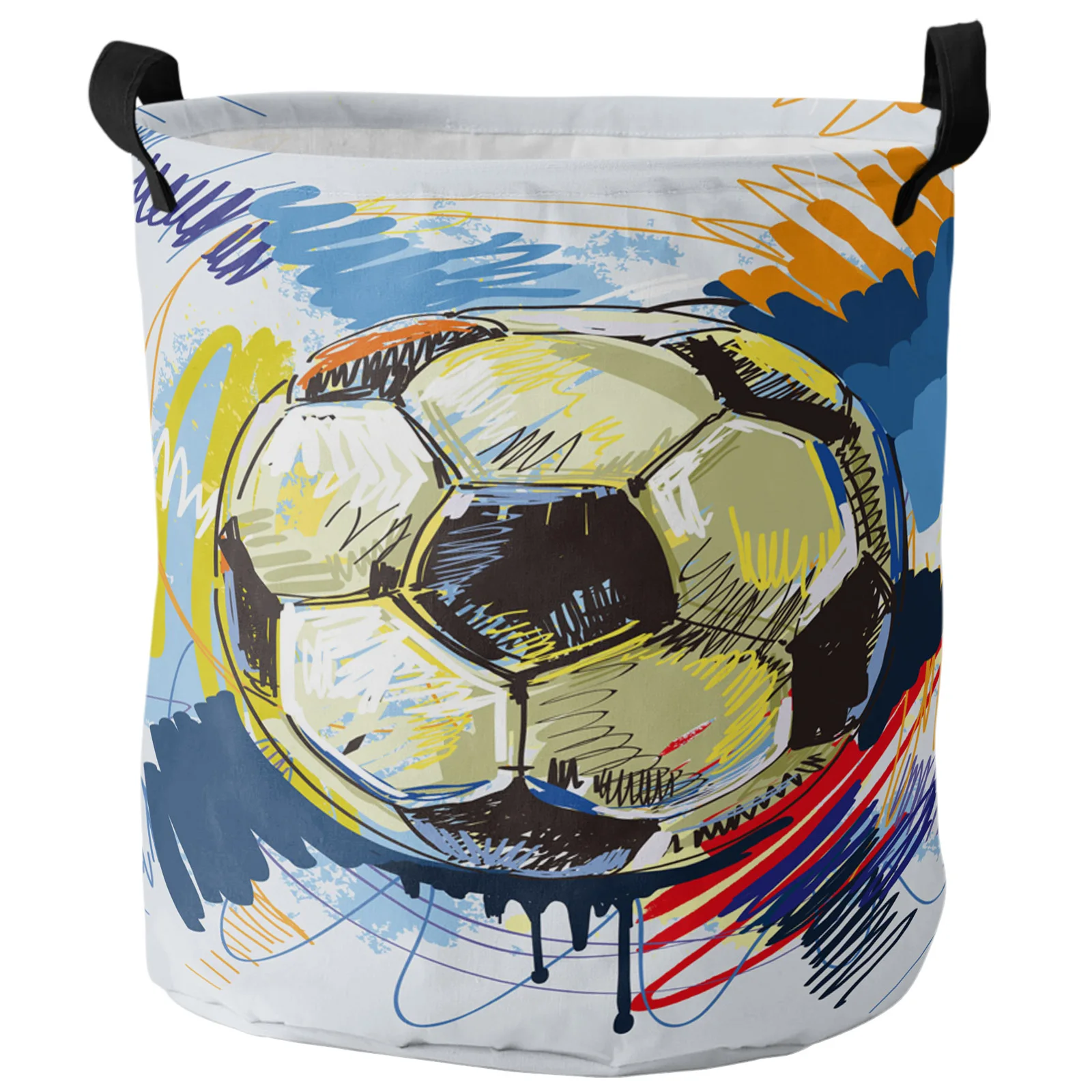 

Football Watercolor Brush Sport Soccer Dirty Laundry Basket Foldable Home Organizer Basket Clothing Kids Toy Storage Basket