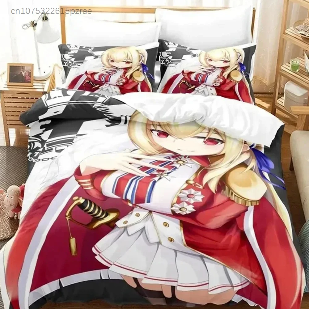 Фото Комплект постельного белья с 3D-принтом в стиле аниме Azur Lane для спальни, мягкие современные покрывала, удобные детские пододеяльники и наволочки №1