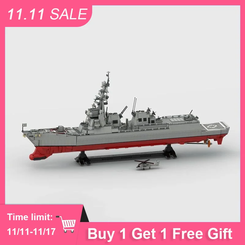 

MOC Building Blocks Arleigh Burke Destroyer Class IIA 1:150 Scale Model Assembled Bricks Display Transport Toys Gifts 3513PCS