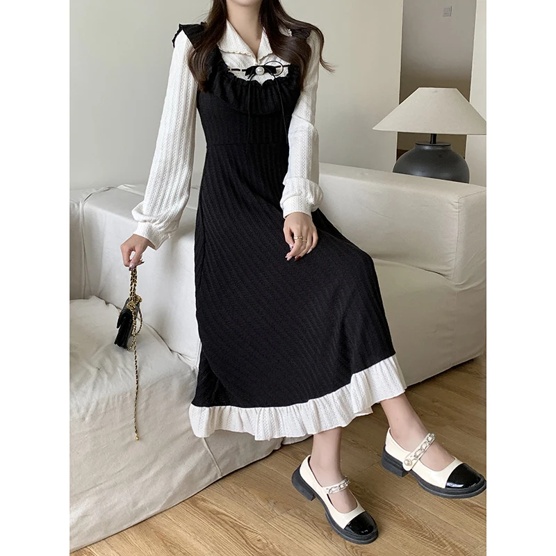 Элегантные хлопчатобумажные платья для женщин большие модели женское черное