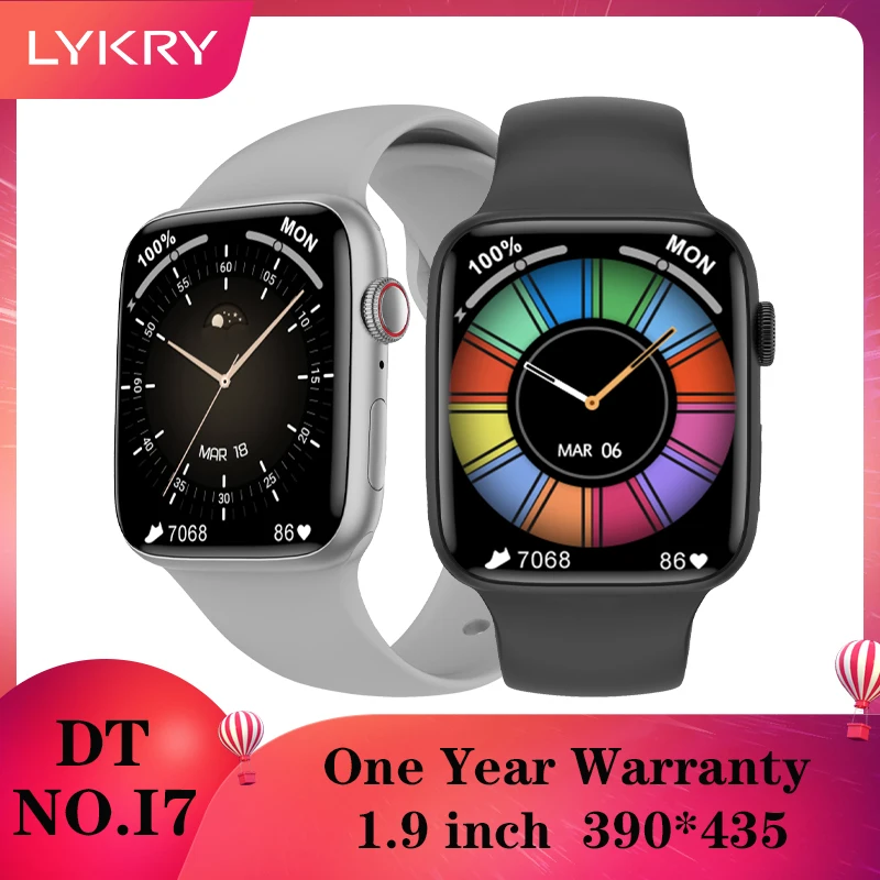 

LYKRY IWO DT NO.I7 Smart Watch with NFC 1.9inch Bluetooth Call IP68 Waterproof Watches Heart Rate Monitor Fitness Tracker