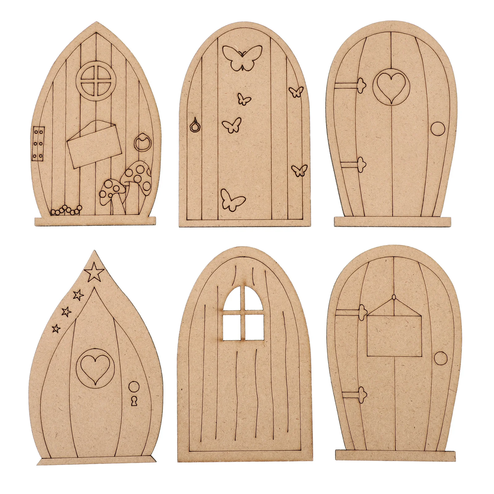 

6 Pcs Fish Tank Landscape Terrarium Decor Fairy Door Decoration Home Décor Mini Wooden Miniature Garden Unfinished