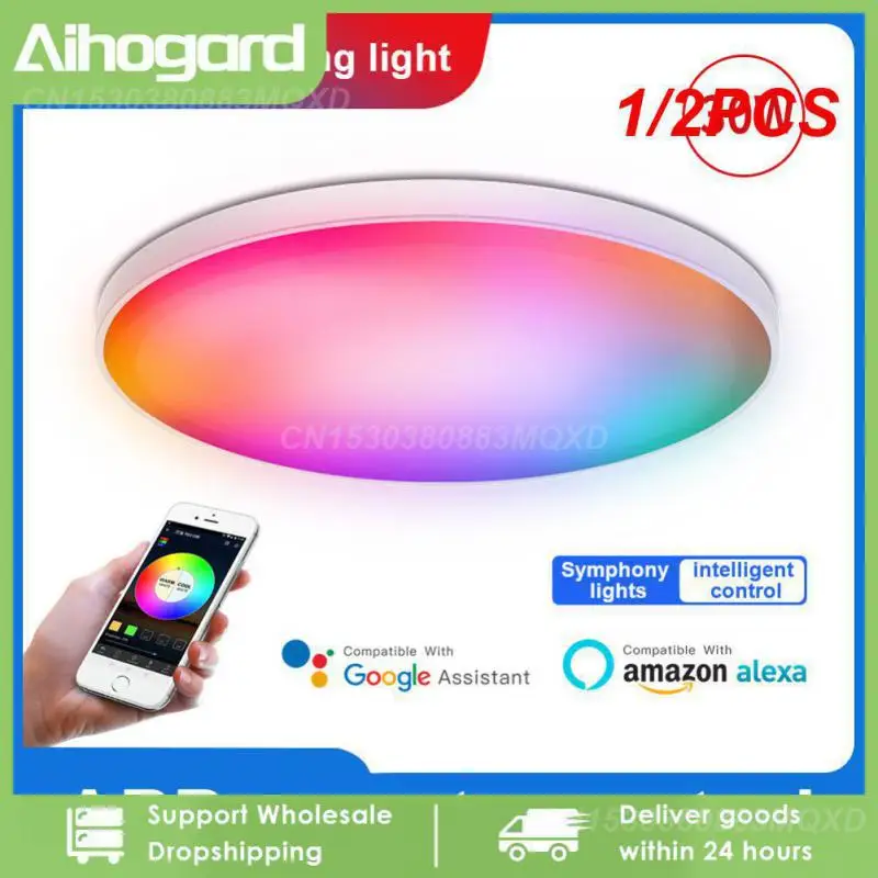 

1/2PCS Smart Ceiling Light WiFi+ 30W 48W RGB Lustre LED Lights APP Voice Control Lamp For Alexa Google Home Living Room