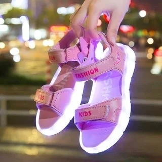 

LED Light Sandals for Boys and Girls USB Rechargeable Beach Shoes Kids Summer Glowing Sandals Children Princess Shoes