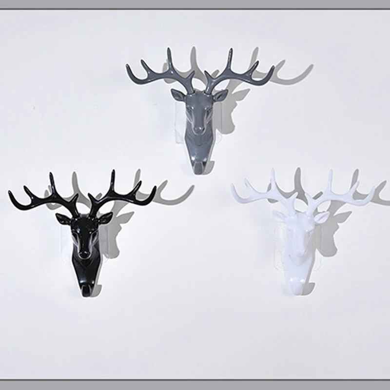 

Antler American Wall Decoration Hook Creative Personality Deer Head Wall Hook Traceless Key Wall Hook European American Elk