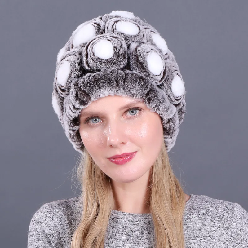 

Зимняя женская новая шапка, модная зимняя утолщенная теплая Женская шапка с бусинами