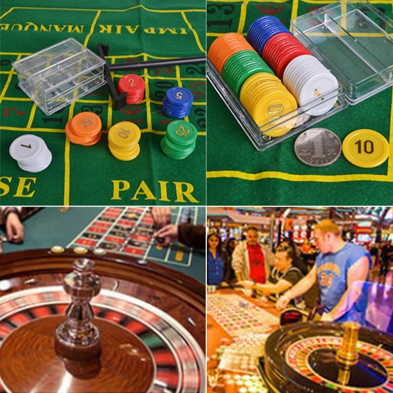 

10 inch Roulette Game Set Casino Roulette with Table Cloth Poker Chips for Bar KTV Party Borad Game