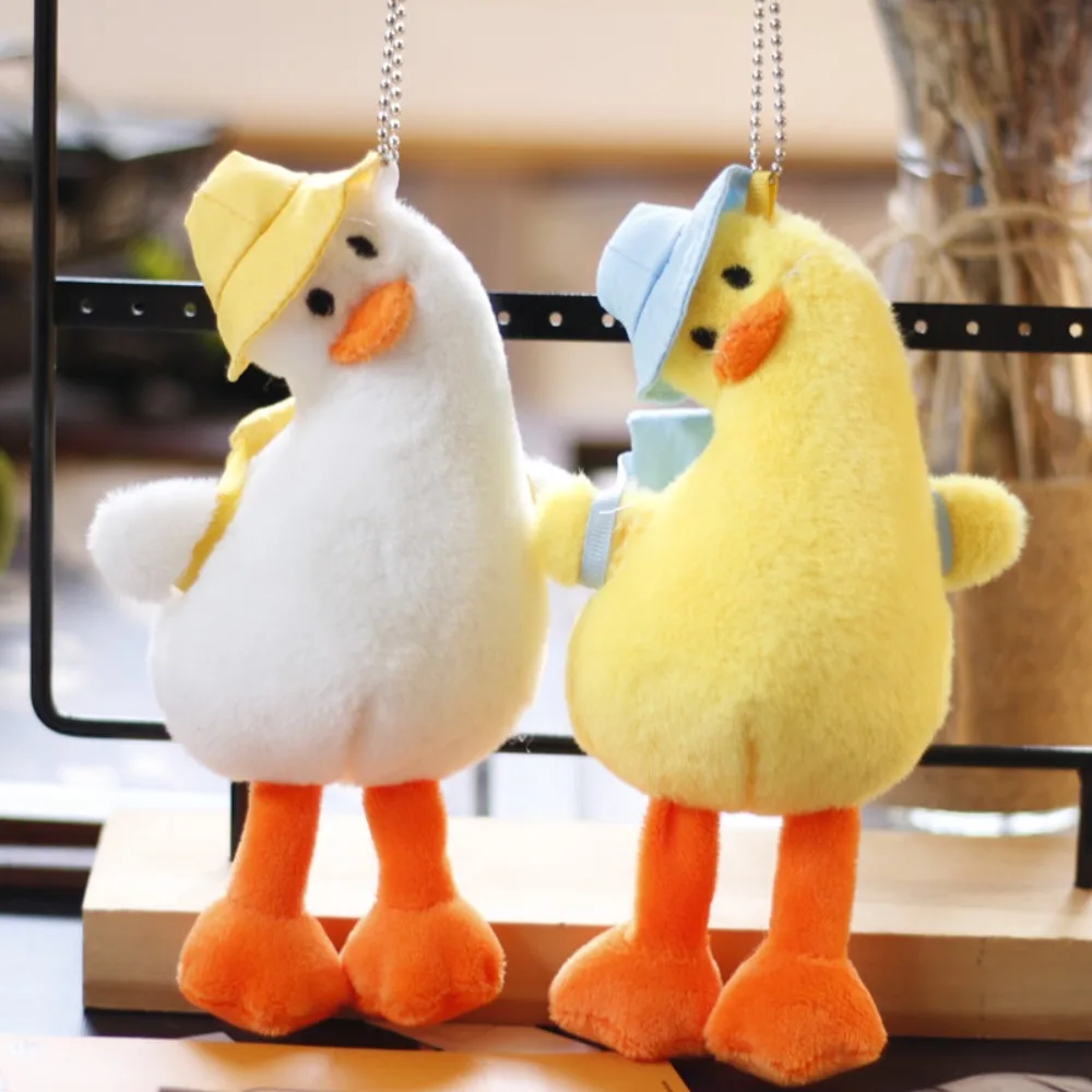 

Plush Animals Cartoon Lovely Duck Crooked Neck Doll Keychain Car Bag Accessory Cute Plush Couple Keyring Lover Pendant