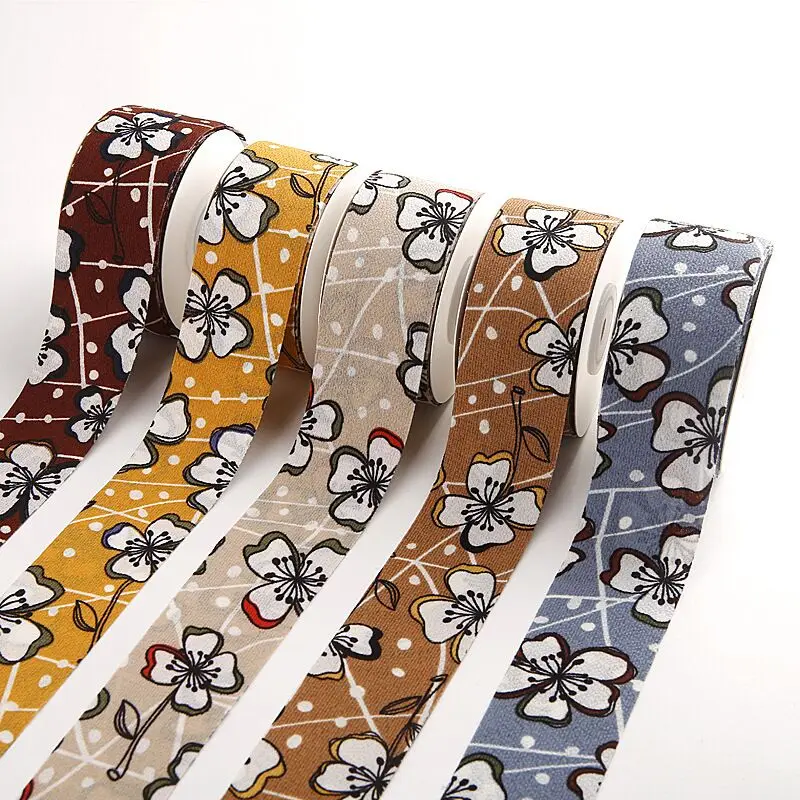 

10 Yards 40mm Double Sided Flower Ribbon DIY Materials For Crafts Decoration Hair Bows Crafts Gifts Fabric Belt Cotton Inen