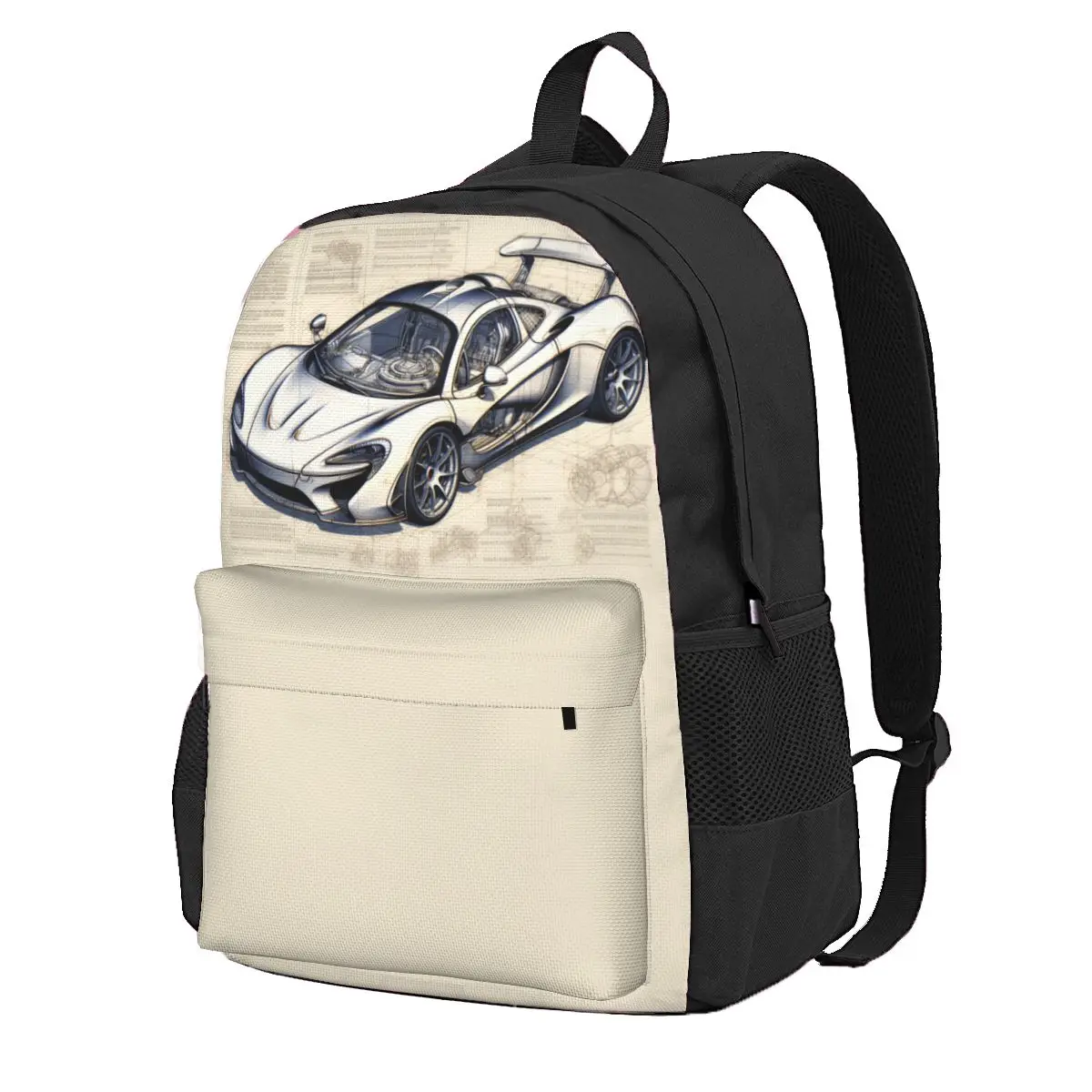 

Powerful Sports Car Backpack Drawings Sketch Style Streetwear Backpacks Men Outdoor Style Large High School Bags Design Rucksack