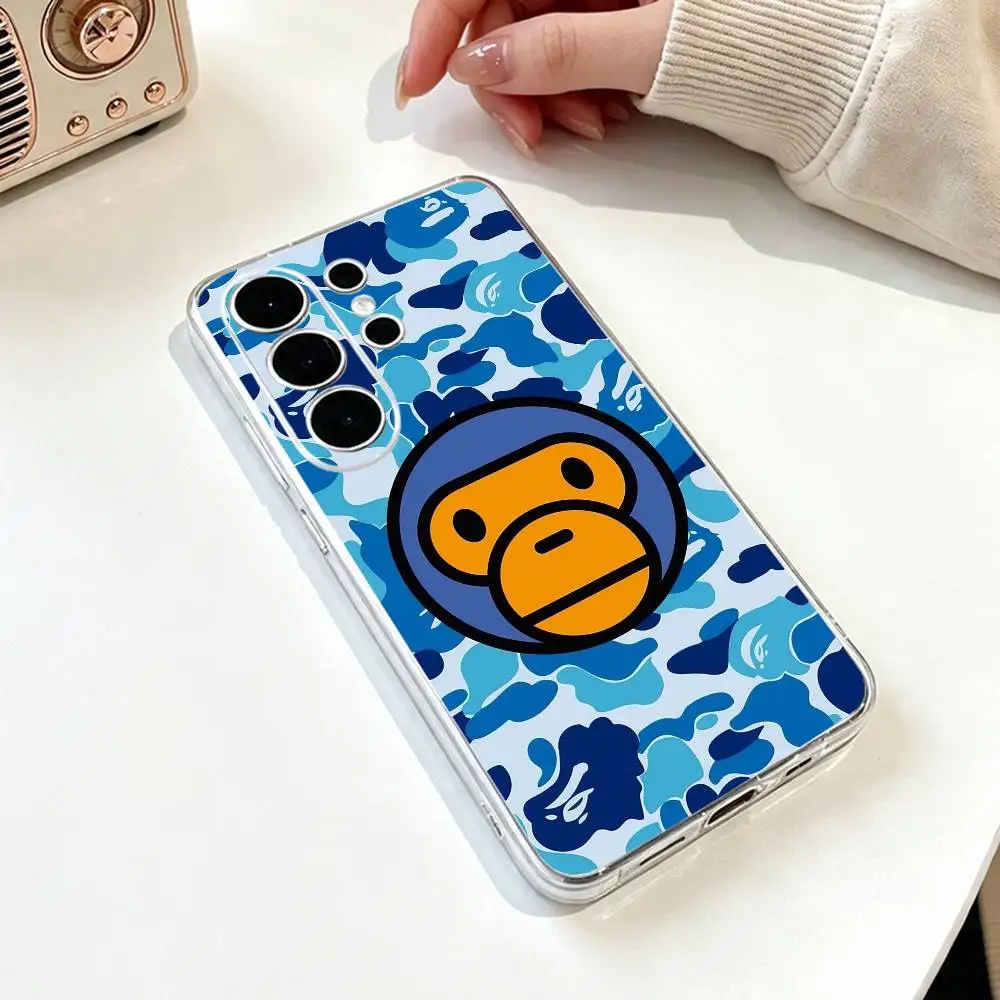 Фото Чехол для телефона в стиле стритвир с принтом Monkey Bape для Samsung S25, S24, S21, S22, S23, S30, Ultra, S20, Plus, FE, прозрачный №2