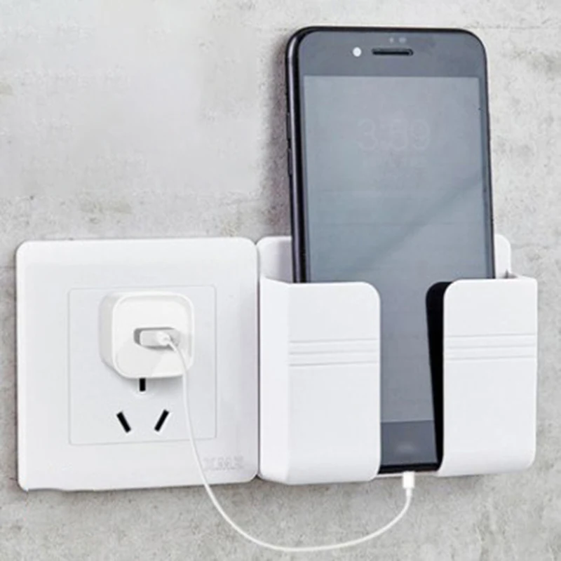 

Wall Mounted Organizer Storage Box Remote Control Mounted Mobile Phone Plug Wall Holder Charging Holder Stand hook Multifunction