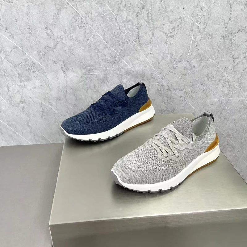 

Designer brand, men's Heather cotton knitted upper sneaker