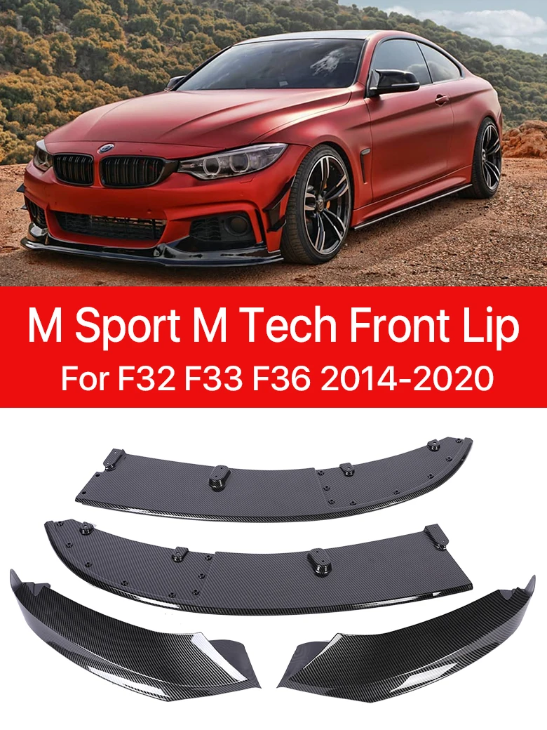 

M Sport M Tech Carbon Fiber Front Bumper Lip Splitter Rear Diffuser Spoiler For BMW 4 Series F32 F33 F36 2014-2020 Gloss Black