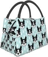 reusable lunch bag boston terrier and dog insulated lunch box cooler tote bag organizer bag for work outdoor picnic