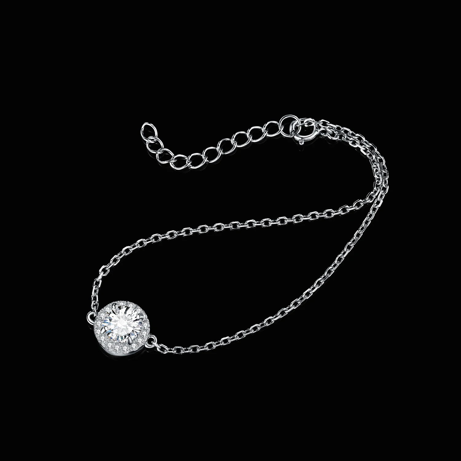 JewelryPalace Муассанит D Цвет 1 карат Круглый браслет из стерлингового серебра 925 пробы