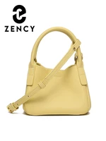 zency genuine leather bag for women 2022 fashion young handbag lightweight bucket tote bags simple crossbody female shoulder