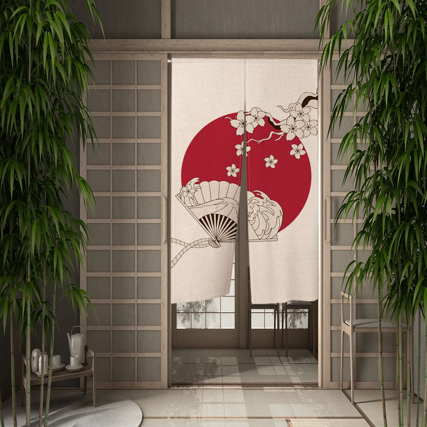 

Japanese Door Curtain 3D Printing Partition Kitchen Doorway Restaurant Decor Noren Washable Half-Curtain For Living Room