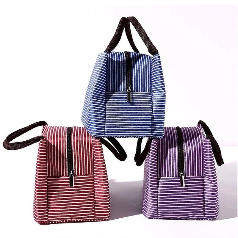 

Striped lunch bag insulated bag Oxford cloth waterproof large picnic bag striped ice bag