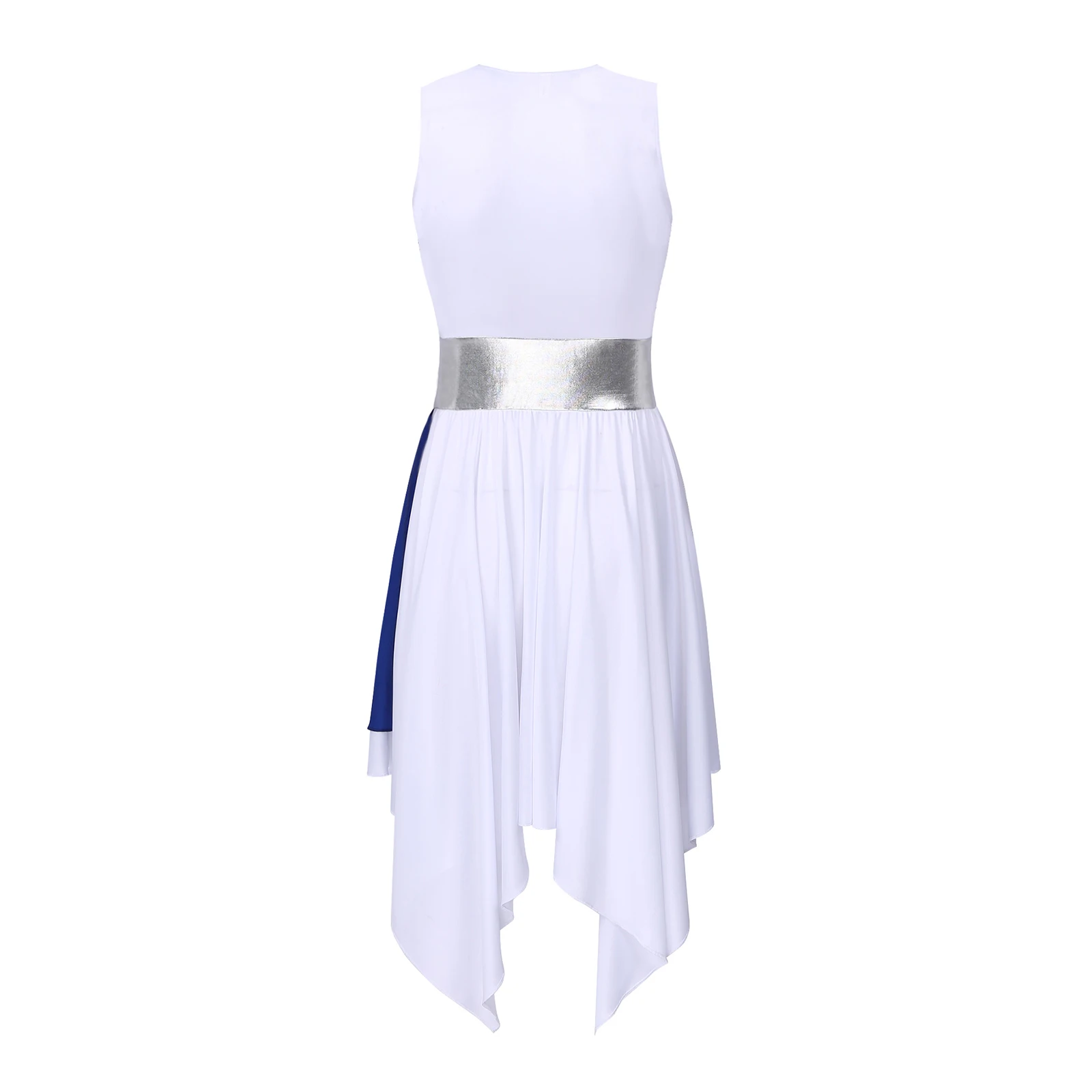 Women Sleeveless Color Block Asymmetrical Hem Gymnastics Leotards Ballet Figure Skating Dress Contemporary Lyrical Dance Costume |