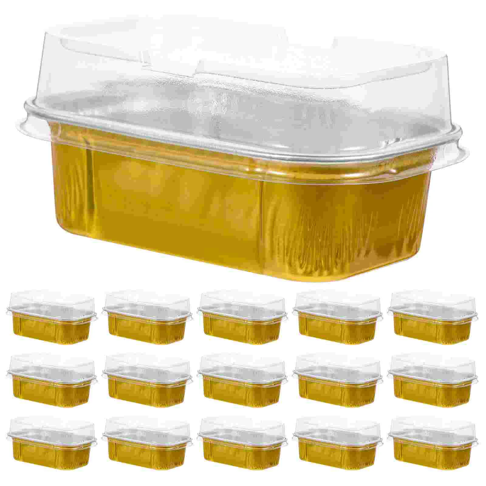 

50Pcs Bread Pans Clear Lids Wedding Portable Cake Box Convenient Foil Container Aluminum Cups With Lids for Shop
