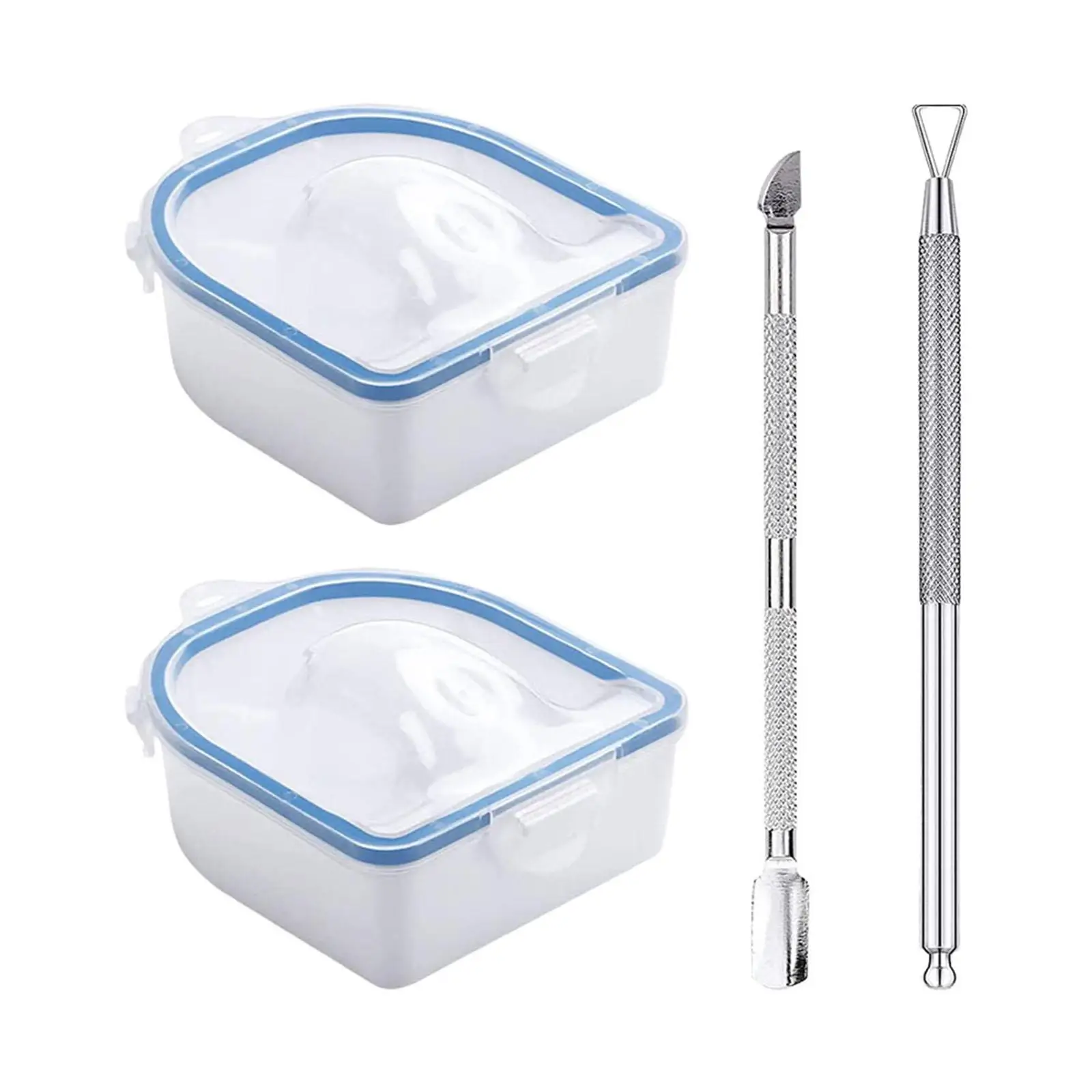

2x Nail Soaking Bowls with Cuticle Pusher Cuticle Peeler Nail Soak Off Bowl