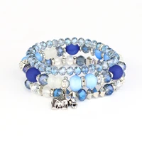 3 piece trend multilayer multicircle bracelet women simple glass bead bracelet tassel pendant aesthetic bracelet fashion jewelry